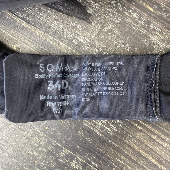 Soma Black Bodify Perfect Coverage Underwire Bra 34D - Picture 7 of 7